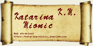 Katarina Mionić vizit kartica